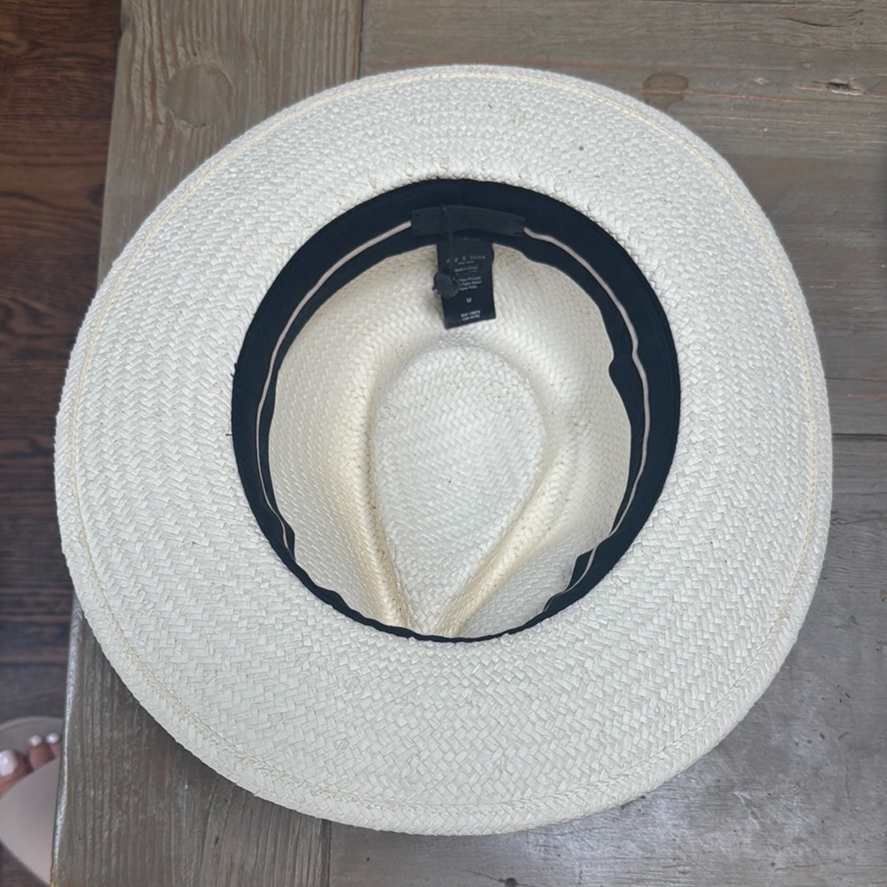rag & bone White and Pink wide brim fedora Panama Hat - Picture 4 of 6